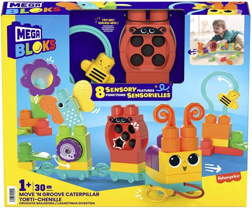 Mega Bloks sensorisches Bauset Raupe - bewegliches Spielzeug 30 Bausteine