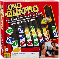 Mattel UNO Quatro - Vier gewinnt Familienspiel - Denkspiel