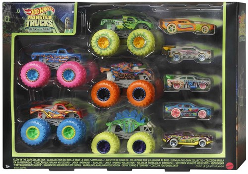 Hot Wheels Monster Trucks Spielzeugautos Glow in the Dark 10er-Pack