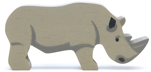 Tender Leaf animal de safari en bois - figurine rhinocéros gris