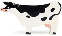 Tender Leaf animal de ferme vache - figurine en bois noir blanc