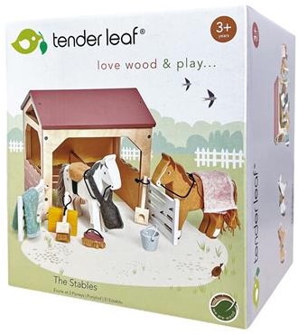 Tender Leaf écurie jouet avec poneys - ensemble animaux en bois pour enfants-3