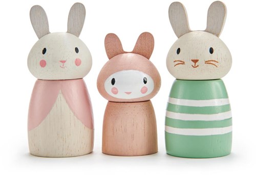 Tender Leaf Puppen - Kaninchenfamilie Holz Spielfiguren Puppenhaus