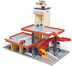 Tender Leaf Holzgarage und Werkstatt - Spielset mit Autos