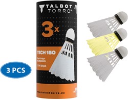Badminton Shuttlecocks Tech150, Pack of 3, 2x white, 1x yellow