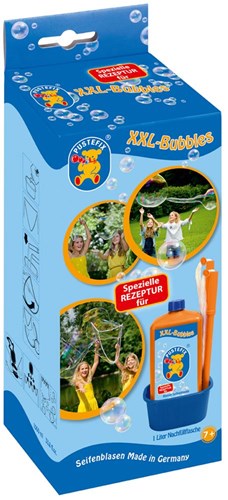PUSTEFIX 420869858 XXL-Bubbles I 1000 ml Seifenblasenwasser und Zubehör I Bunte Bubbles Made in Germany I Für Hochzeit, Kindergeburtstag, Standesamt, Polterabend I Riesen-Seifenblasen-3