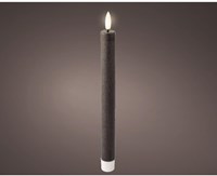 Lumineo bougies LED de table set cire grise 24,5cm - décoration chaleureuse