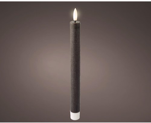 Lumineo bougies LED de table set cire grise 24,5cm - décoration chaleureuse