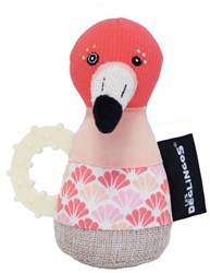Globe Trotoys Rassel Flamingo rosa Plüsch Babyspielzeug 12 cm