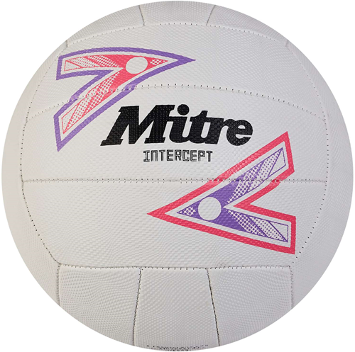 Mitre Intercept Netball - White/Purple/Pink - 4