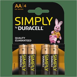 Duracell piles AA alcalines Simply lot de 4 puissantes et fiables