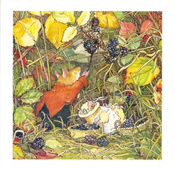 Kaart+envelop. Brambly Hedge. Bramen plukken. 16x16 cm.