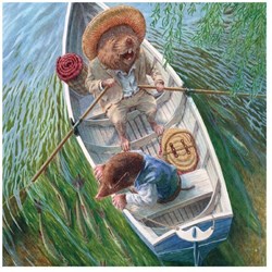 Kaart+envelop De wind in de wilgen. In de roeiboot. 16x16 cm