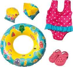 Heless Puppen Schwimmset Badeanzug Schwimmflügel Schwimmring Clogs 35-45 cm