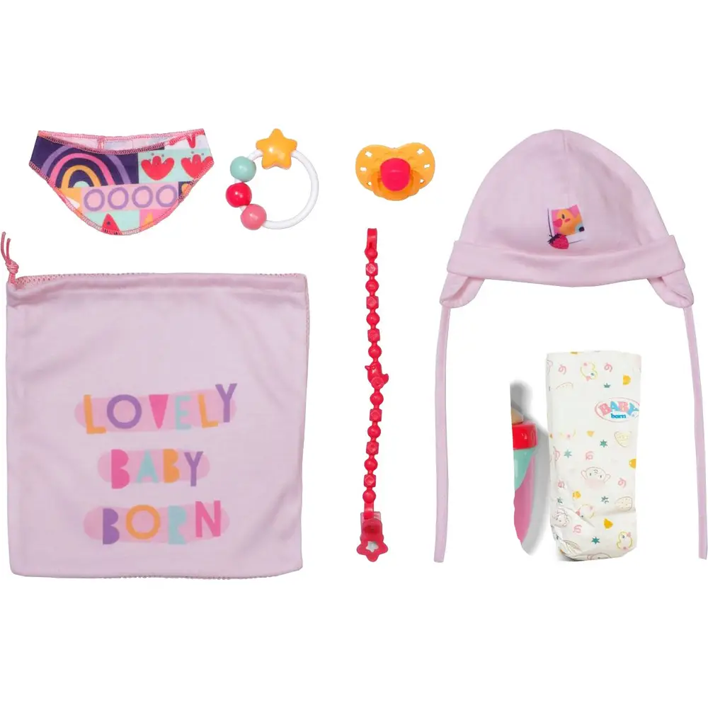 BABY born Babypuppe Neugeborenen Zubehör Set 43cm Puppen rosa lila