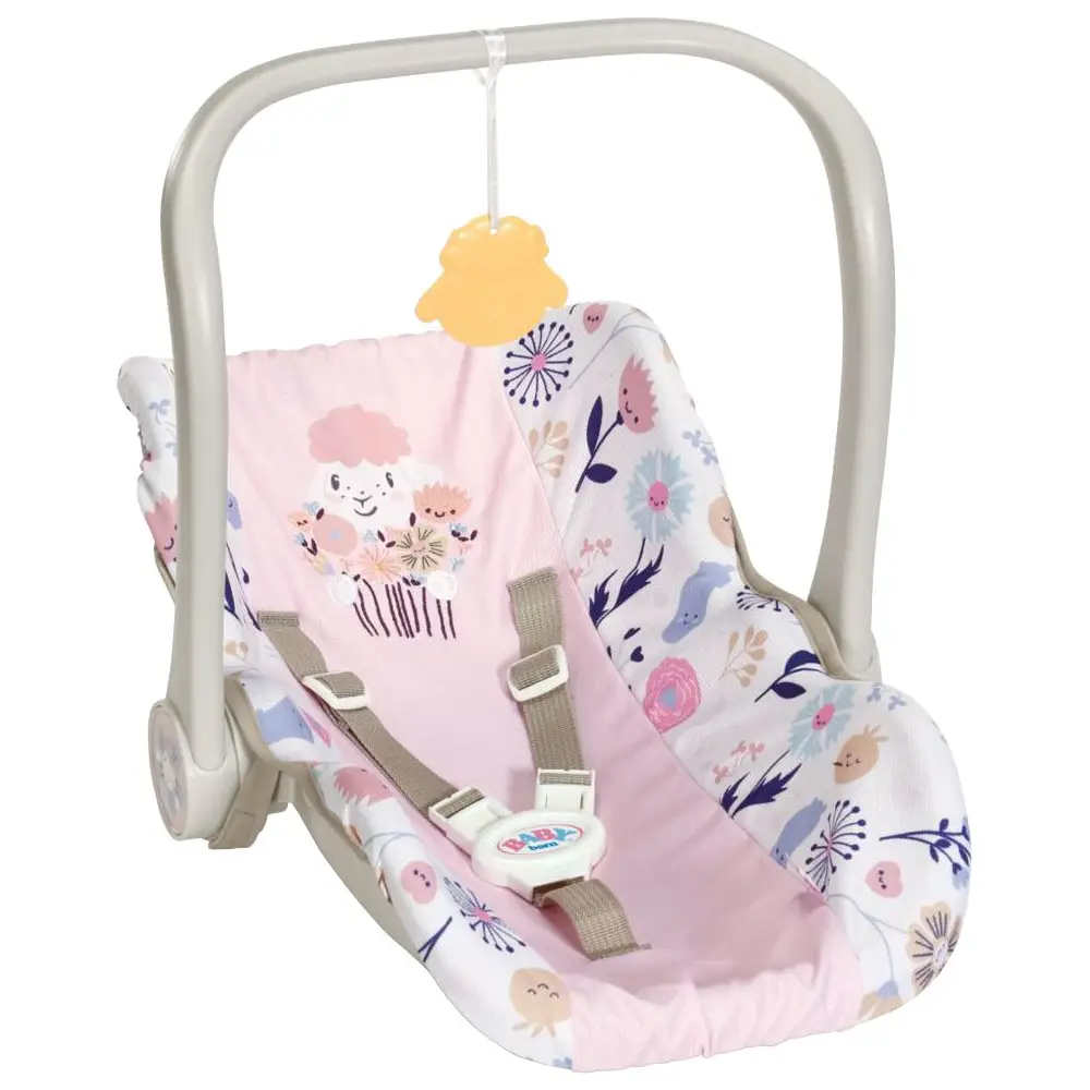 BABY born Puppenautositz Blumenmuster verstellbarer Griff 3-Punkt-Gurt