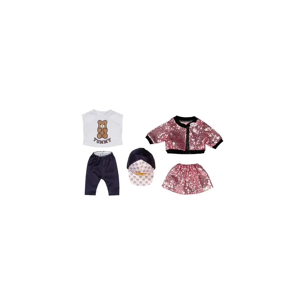 BABY born Puppenkleidung Glam Outfit 43cm Glitzer rosa Pailletten