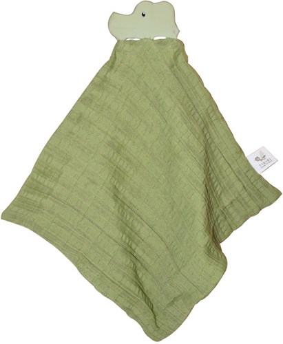 Tikiri doudou crocodile avec anneau de dentition caoutchouc naturel 25x23cm vert