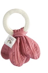 Tikiri anneau de dentition - jouet de dentition safari en caoutchouc naturel rose