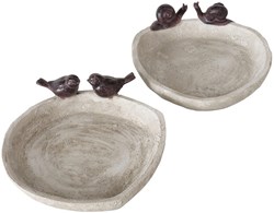 Boltze Home bain d'oiseaux accessoire de jardin Lubin brun Ø21xH6cm décoratif
