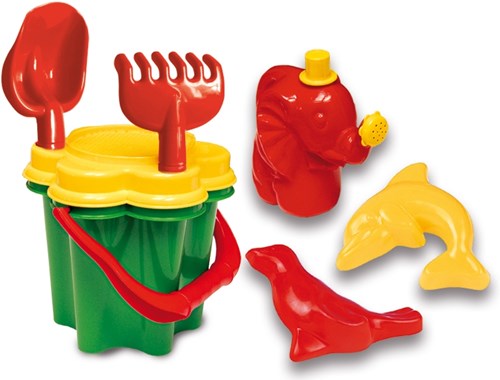 HOT Sports + Toys seau de plage avec arrosoir et moules à sable - 18 cm