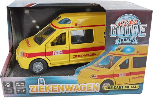 Kids GLOBE Rettungswagen Spielzeugauto Die Cast mit Licht und Sound 13cm-3
