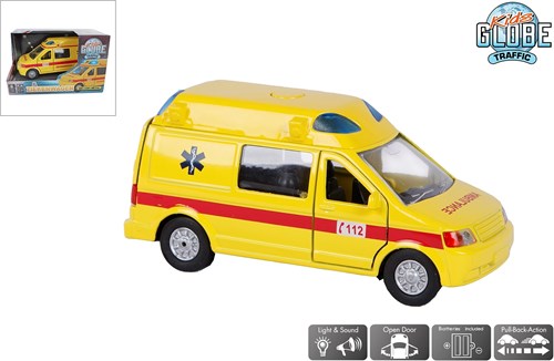 Kids GLOBE Rettungswagen Spielzeugauto Die Cast mit Licht und Sound 13cm