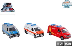 Kids GLOBE Spielzeugauto Volkswagen Transporter Einsatzfahrzeug Die-Cast Licht Ton 13,5cm