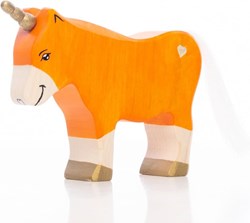 Lilu licorne poney étalon orange figurine en bois FSC peinte à la main