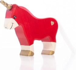 Lilu licorne jouet en bois poney rouge - figurine magique FSC bois