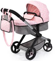 BAYER DESIGN DOLLS PRAM XEO - PINK AND GREY