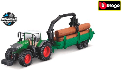 Bburago Tractor Fendt 1050 Vario bosbouwaanhanger frictie 10cm (18-31677)