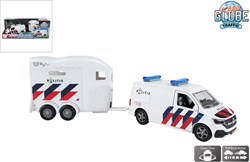 Kids GLOBE Polizeiauto VW Transporter mit Pferdeanhänger Die-Cast 28,5cm