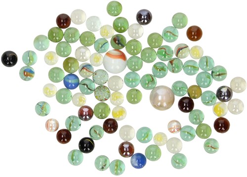 Goki billes en verre - jouet coloré en filet - 88 pièces - jeu de billes-2