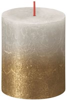 Bolsius bougie pilier rustique gris-or 80x68 mm bougie d'ambiance métallique