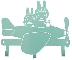 Mercis Garderobe Metall Miffy Flugzeug graugrün Kinderzimmer Dekoration