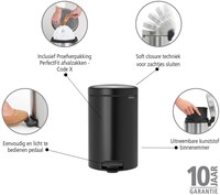 Brabantia Treteimer Abfalleimer 12L matt schwarz - Küchen Mülleimer-3