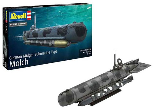 Revell Modellbausatz Deutsches U-Boot Molch 1:72 - 35 Teile-3