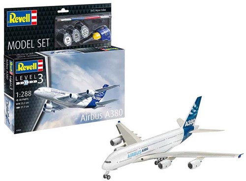 Revell Modellbausatz Airbus A380 Flugzeug Maßstab 1:288 48-teilig-2