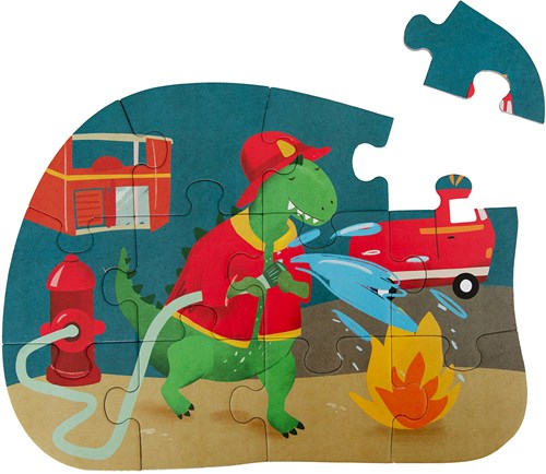 Trixie Puzzle Spielzeug - Formenpuzzle Feuerwehrmann Mr. Dino 12 Teile-3