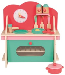 Keuken hout 36x17x38 met accessoires. 36x17x38 cm. 3+
