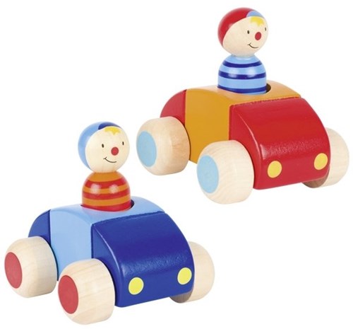Goki véhicules en bois avec conducteur et klaxon - voiture jouet-2