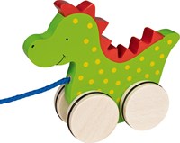 Goki Holz Nachziehtier Drache Saro - Lernspielzeug grün-3