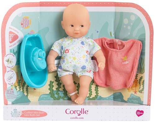 Corolle Babypuppe Badeset 20cm - Puppe mit Bademantel und Boot