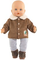 Corolle Puppenjacke Velours Kleine Entdecker 36cm braun Fleece Naturprint-3