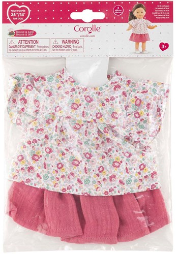 Corolle Puppenkleidung Set Blumenbluse und Rock 36cm Puppenzubehör