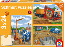 Schmidt Puzzle Baustelle - 3 x 24 Teile - Lernspielzeug