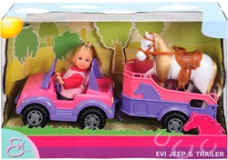 Horse Trailer coffret de jeu jeep rose avec poupée et van à cheval