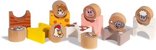 Eichhorn jeu d'empilage en bois animaux de la ferme - jouet éducatif 14 pièces-3