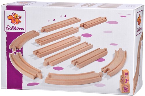 Eichhorn circuit de rails en bois - Set d'extension 10 pièces FSC bois-2
